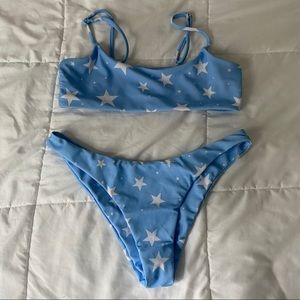 blue and white star bikini